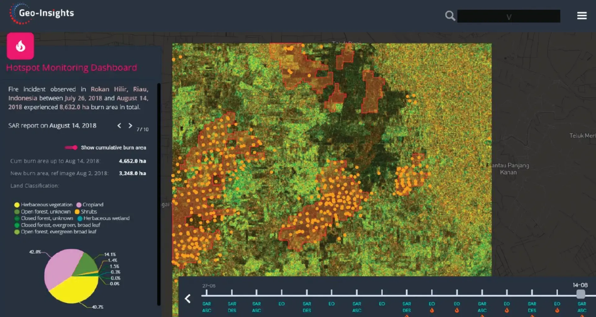 Fire hotspot monitoring geospatial visualization